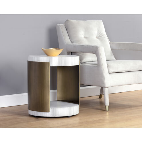 Cavette 21 X 19 inch White / Antique Brass Outdoor End Table